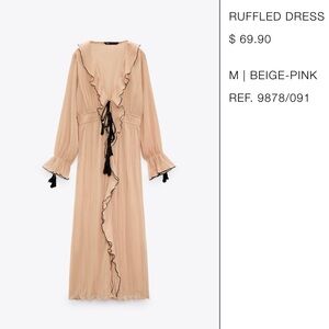 Zara ruffled dress in Beige-Pink